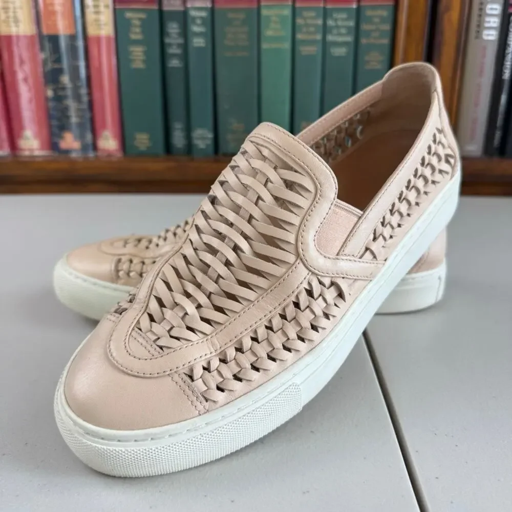 Tory Burch Huarache 2 Woven Slip-On Blush Leather 8.5 Sneakers